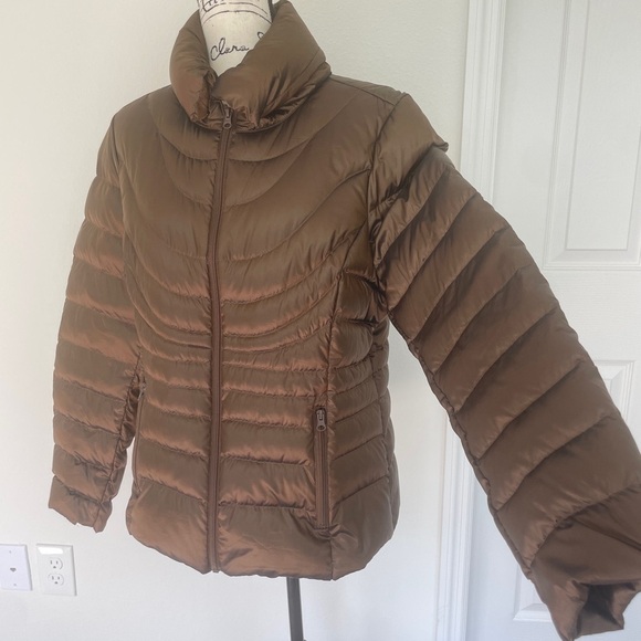 a.n.a Down Puffer Jacket Packable Hooded Bronze Brown Sz XL Winter Versatile - Picture 9 of 15